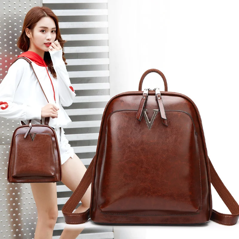 

New Vintage Backpacks For Women High Quality Leather Female Travel Backpack Fashion Shoulder Bag Luxury School Bags Girls