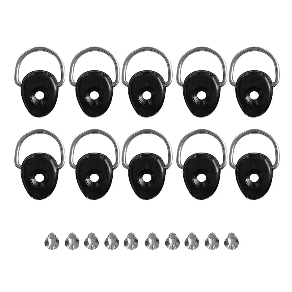 Kayak D Ring Screw Hardware Black Nylon Rigging Kit Tie Down Deck Loop for Canoe Boat Fishing Dinghy Accessories Parts
