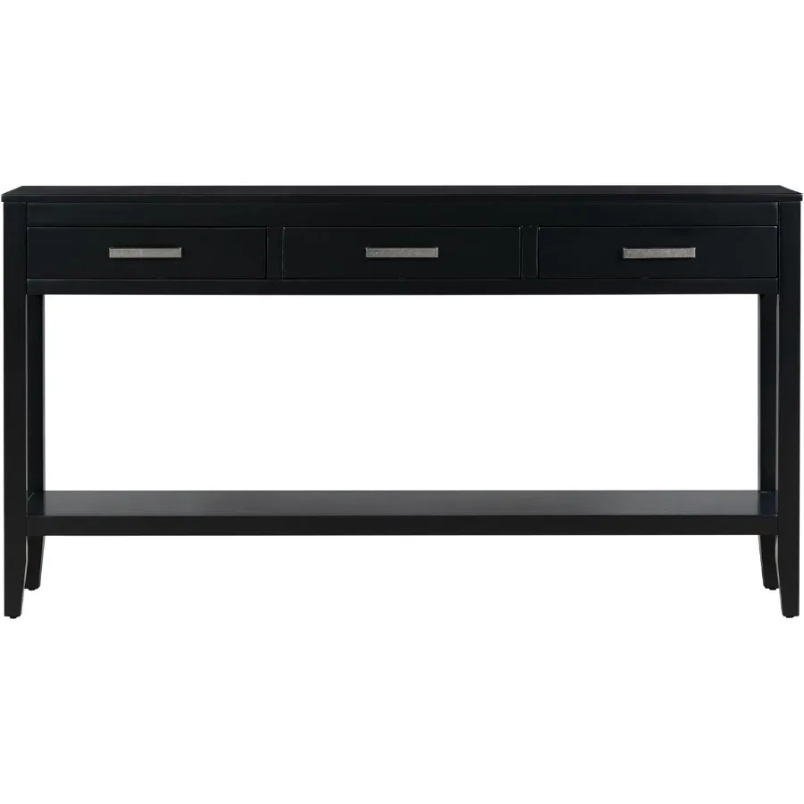 طاولة وحدة تحكم مستطيلة معاصرة مع رف واحد و3 أدراج تخزين طاولة جانبية للأريكة لمدخل المدخل Liv #6