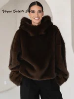 Casual Furry Faux Fur Hooded Pullover Women Loose Full Sleeve Warm Solid Coat 2026 Autumn Winter Lady Street Fashion Outwear New 3