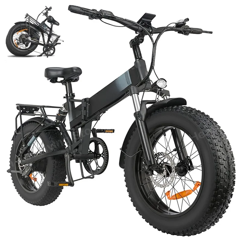 20-inch off-road tire folding electric mountain bike with gear shift assist for off-road and beach use