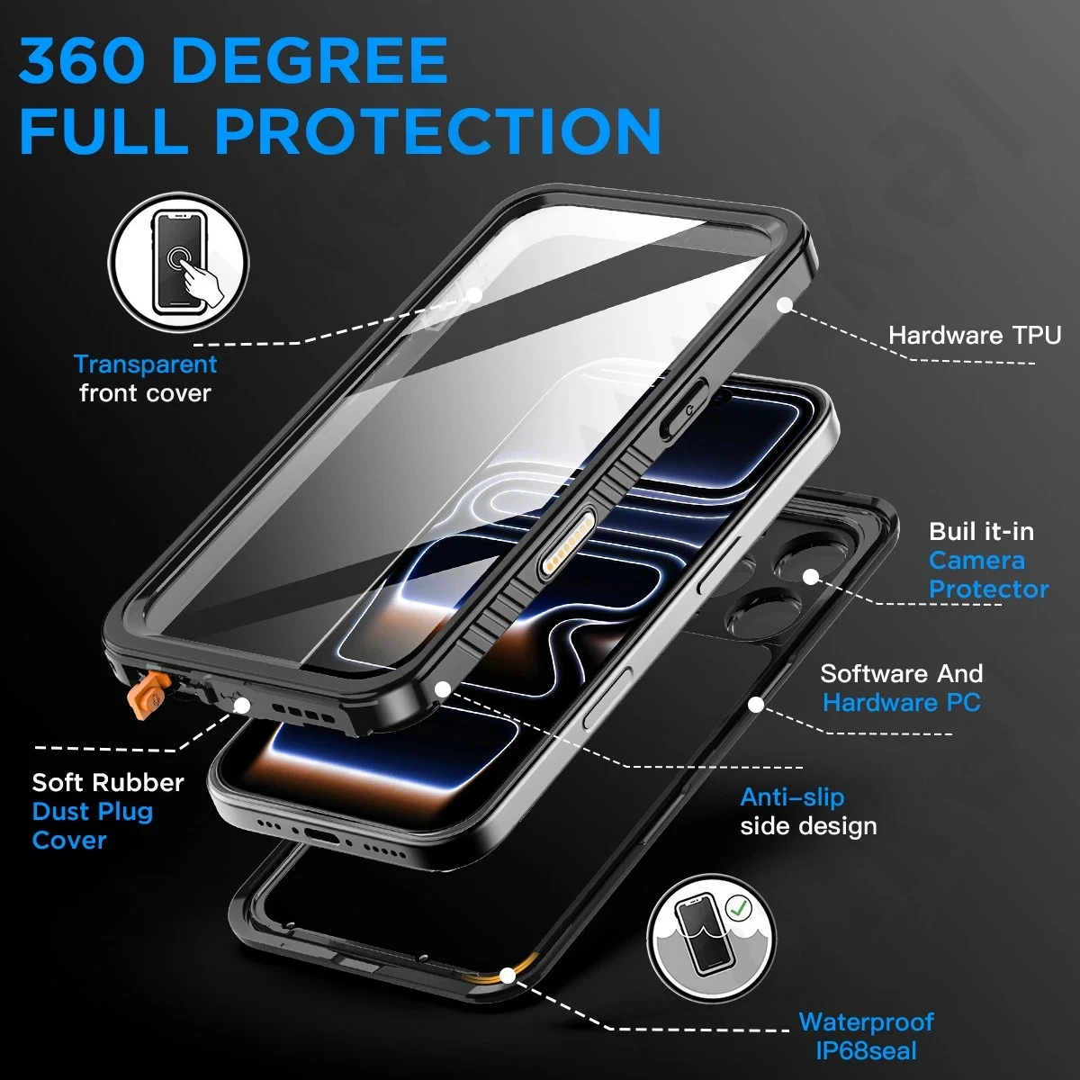 IP68 Waterproof Case For iPhone 17 16 15 14 13 12 11 Pro Max XR Plus 2025 Metal Aluminum Swimming Phone Luxury Underwater Cover