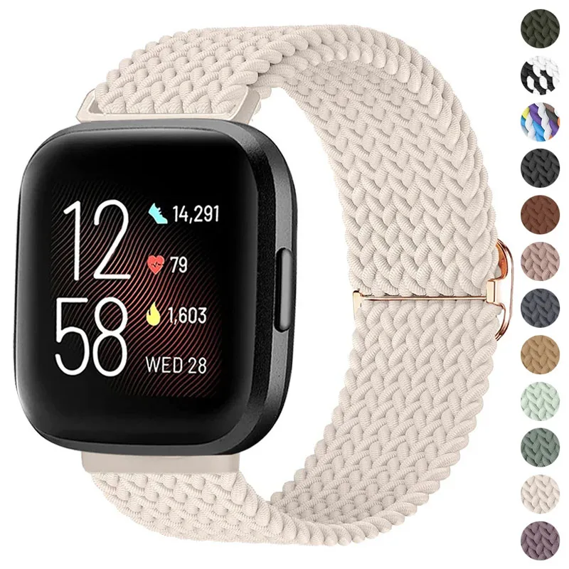 Strap for Fitbit Versa3 4 Band Braided Solo Loop Adjustable Wristband Bracelet for Fitbit Versa Sense/Sense2 Sports Watchband