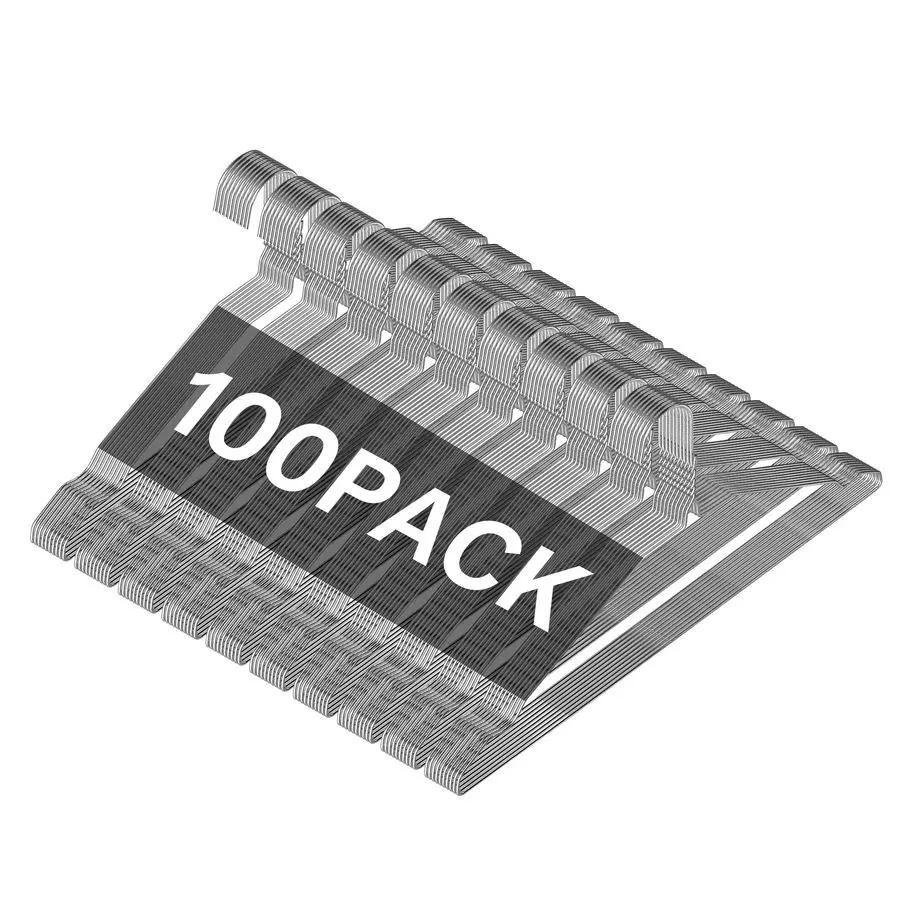 

Набор из 100 металлических вешалок с нескользящими выемками, 16 дюймов, узкие, экономящие место, для химчисток и дома, 12 калибр, ультратонкие