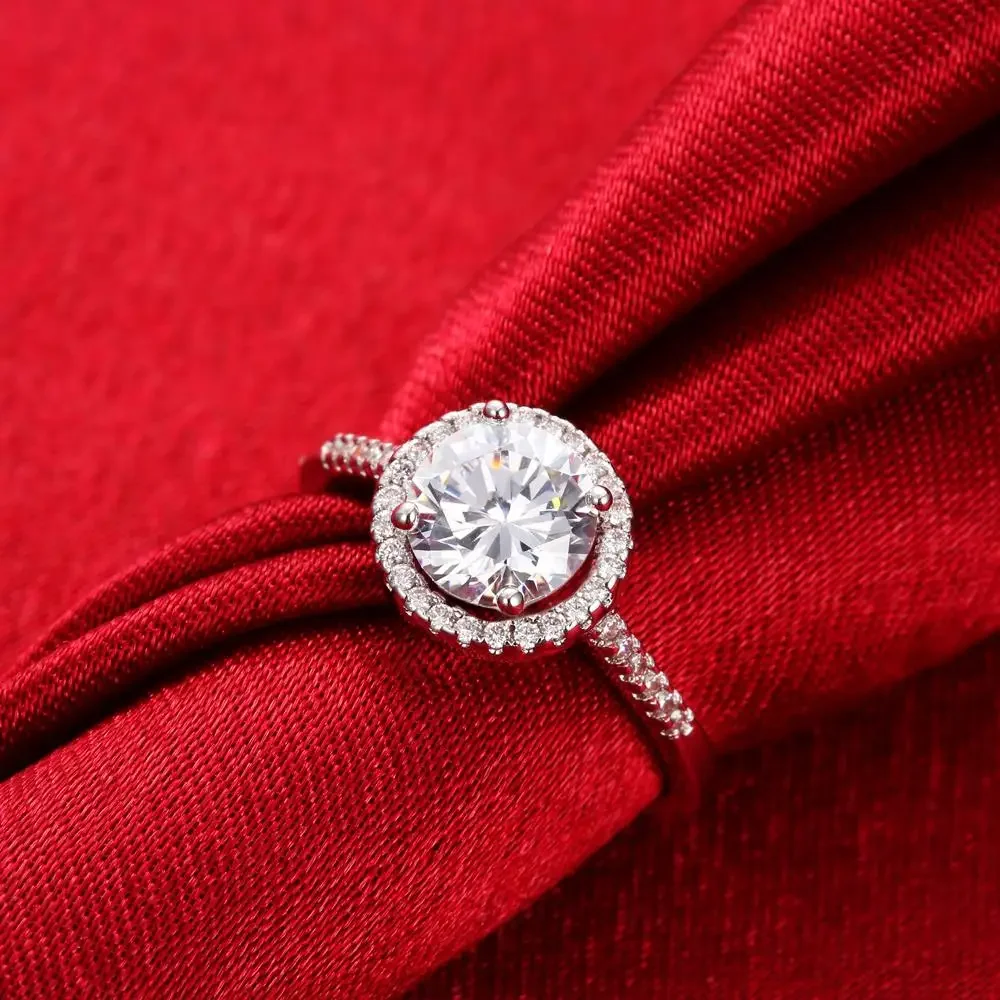 

Hot Charm 925 Sterling Silver Diamond Ring For Women Crystal Adjustable Size Fashion Party Gift Wedding Jewelry Engagement