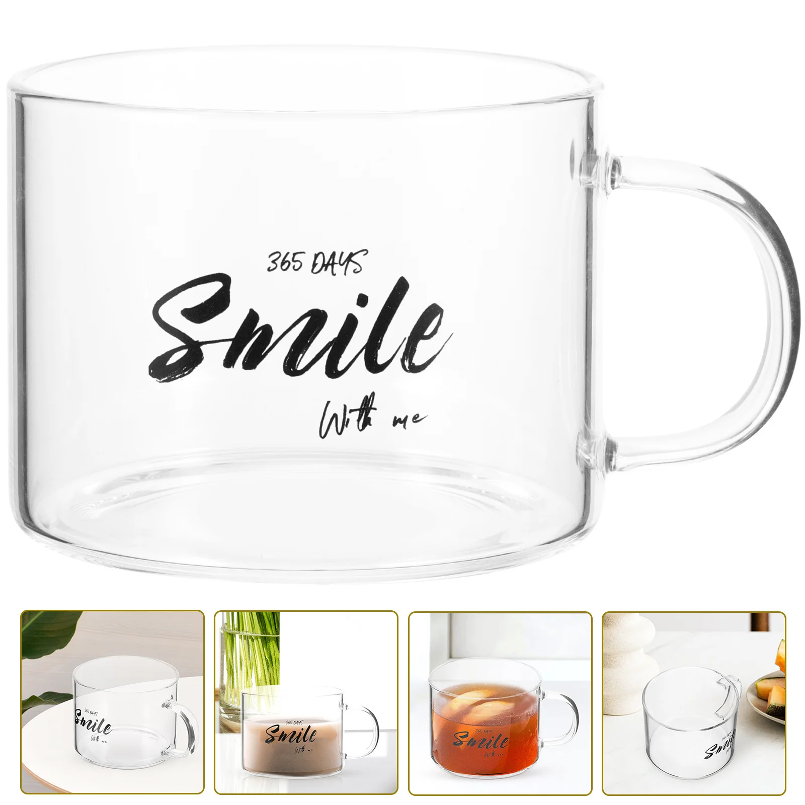 

Glass Coffee Mug Large Wide Mouth Durable Glass Cup Handle Hot Cold Coffee Beverage Hot Drink Cup Espresso Cups with Handle