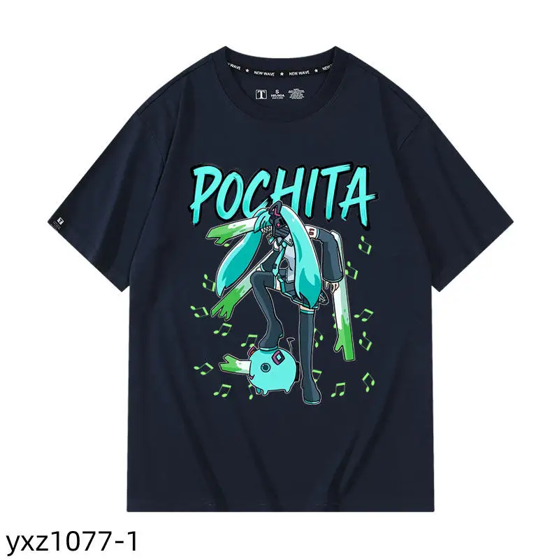 2026 New Hatsune Miku Co Branded Around Cartoon Printing Men and Women's New Fashion Trend Casual T-shirt