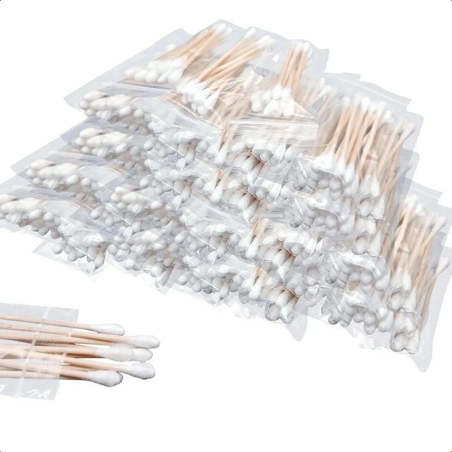 500 pezzi 50 confezioni da 10 tamponi di cotone da viaggio Tamponi di cotone confezionati singolarmente per orecchie Tamponi per orecchie a doppia punta Orecchio a punta rotonda