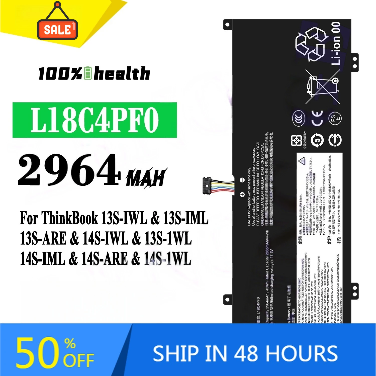 

L18D4PF0 L18M4PF0 2964mAh Laptop Battery for Lenovo Yangtian S540-14 13-IWL V540-13 Lithium Rechargeable Battery
