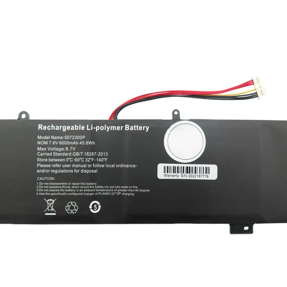 Laptop UTL-4766133-2S Battery For ONN WU133W 100002434 5072300P Y1333W K1412W 7.6V 6000MAH 45.6WH 10PIN 7Lines New