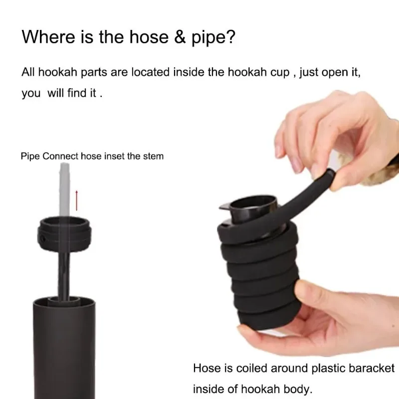 Portable Arabic Hookah Cup Car Shisha Set Indoor Outdoor with Protective Cover Small Narguile Chicha Soft Touch Hookah Gift New