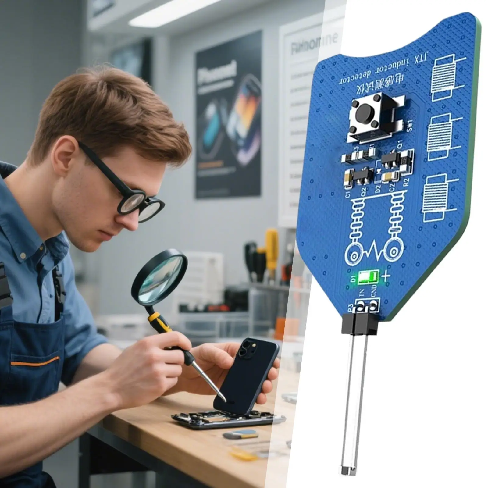Inductance Detector Detection Device Mobile Phone Circuit Board Electronics Motherboard Coil Diagnose Tool for Men Adults