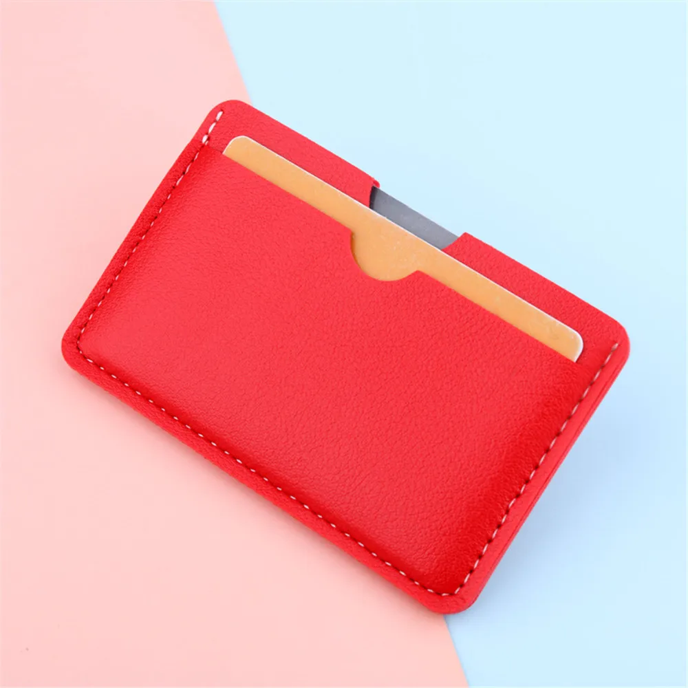 Mini tarjetero de cuero PU para hombre y mujer, monedero de 6 colores, funda para tarjeta de visita, caja para tarjeta de crédito bancaria, 3 ranuras