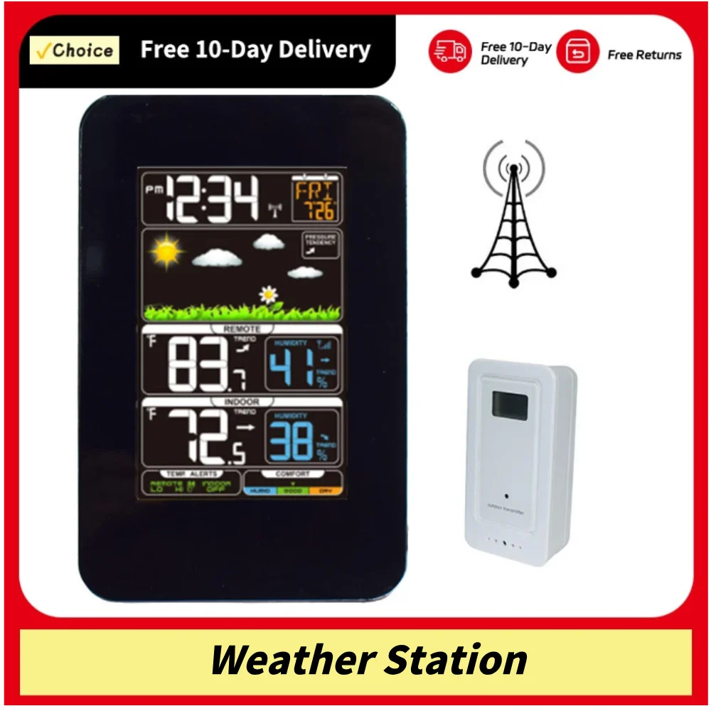 Tuya WIFI Smart Weather Station Indoor Outdoor misuratore di umidità della temperatura previsioni del tempo sveglia meteo multifunzionale