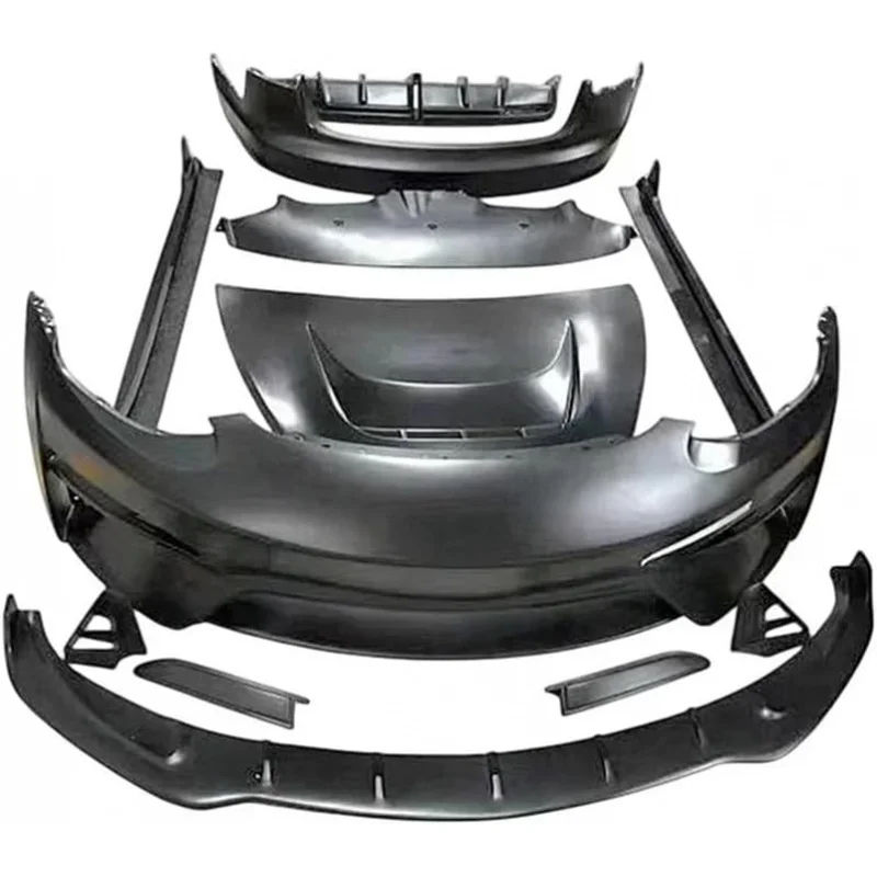 Suitable for Car Side Skirts Front Bumper Rear Spoiler Hood Compatible with Tesla Model 3 Body Kit Fiber Glass or Semi-Carbon (D