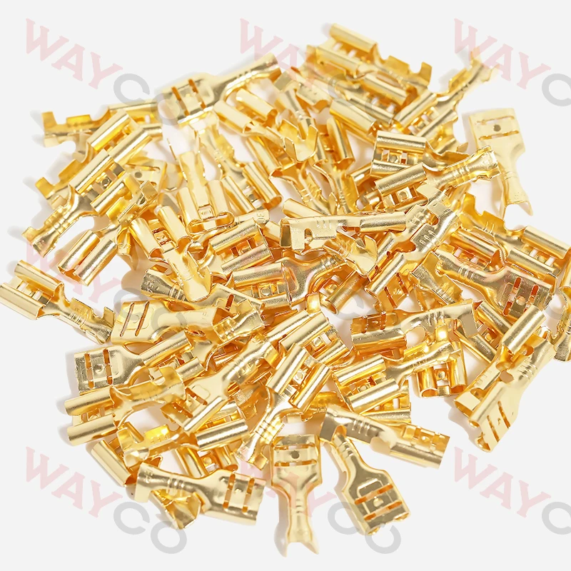 50 مجموعة من أطراف العقص المجرفة موصلات الأسلاك الكهربائية 2.8 مم و4.8 مم و6.3 مم موصلات أنثى لكابلات التوصيل السريع #6
