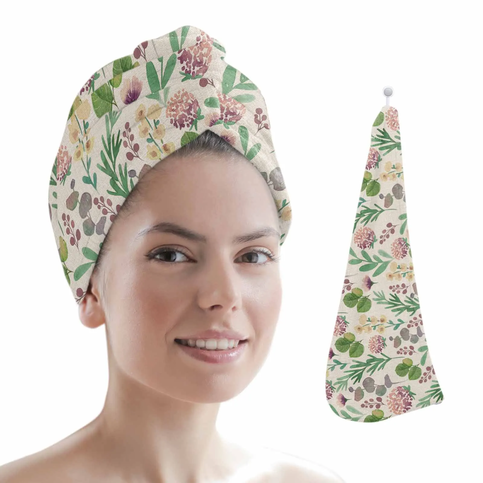 Plants Flowers Leaves style Quick-dry Hair Towel Cap Girl's Hair Drying Hat Bath Hat Microfiber Towel Hair Dry Cap