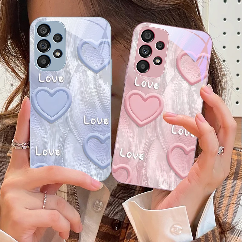 

Gradient green heart For Samsung S 25 S25 Edge S25Ultra S8 S9 S10 20 U ltra S21 Pro S22 Plus S23 FE S24 Ultra Glass Phone Case