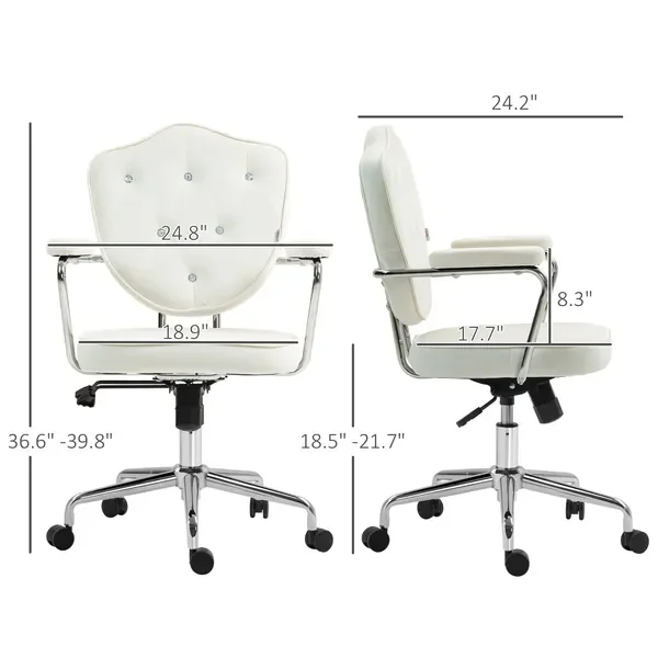 HOMCOM Cream White Tufted Office Chair, Swivel Computer Desk Chair