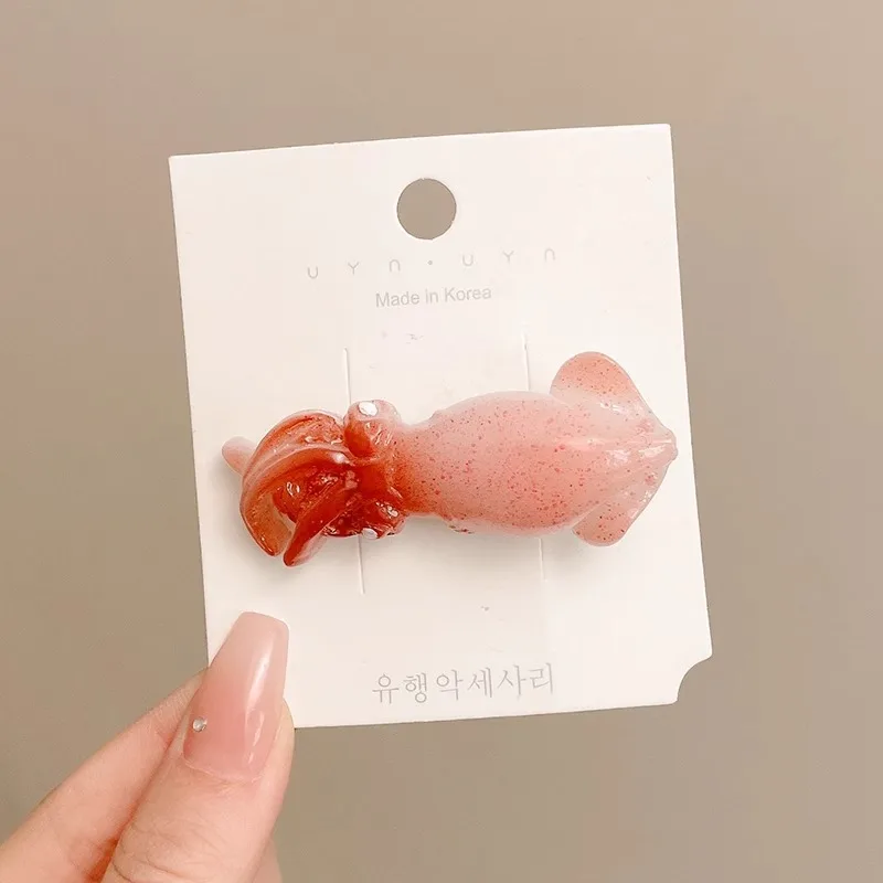 ulated Food Hair Clip New Creative Seafood Accessories Funny Salted Fish Fun Word Clip for Women