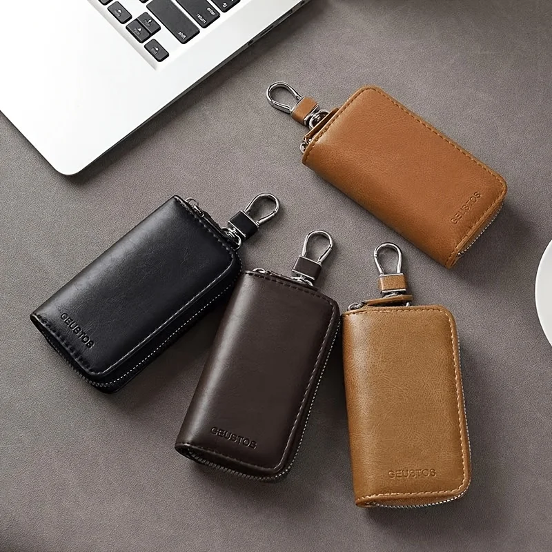 New Vintage Waist Hanging Key Sleeve, Large Capacity Multifunctional Zipper Key Pouch for Car Keys, Universal Portable Accessory