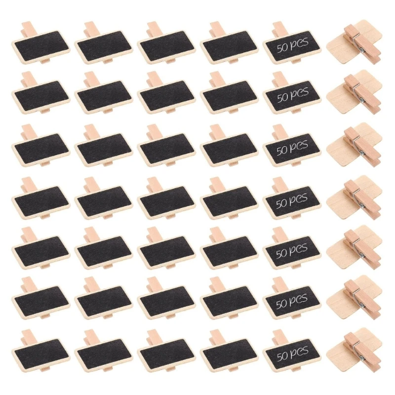 Q1JB 50pcs Small Mini Chalkboard Clips Handy Mini Blackboard Clips for Memo Boards and Desk Organization