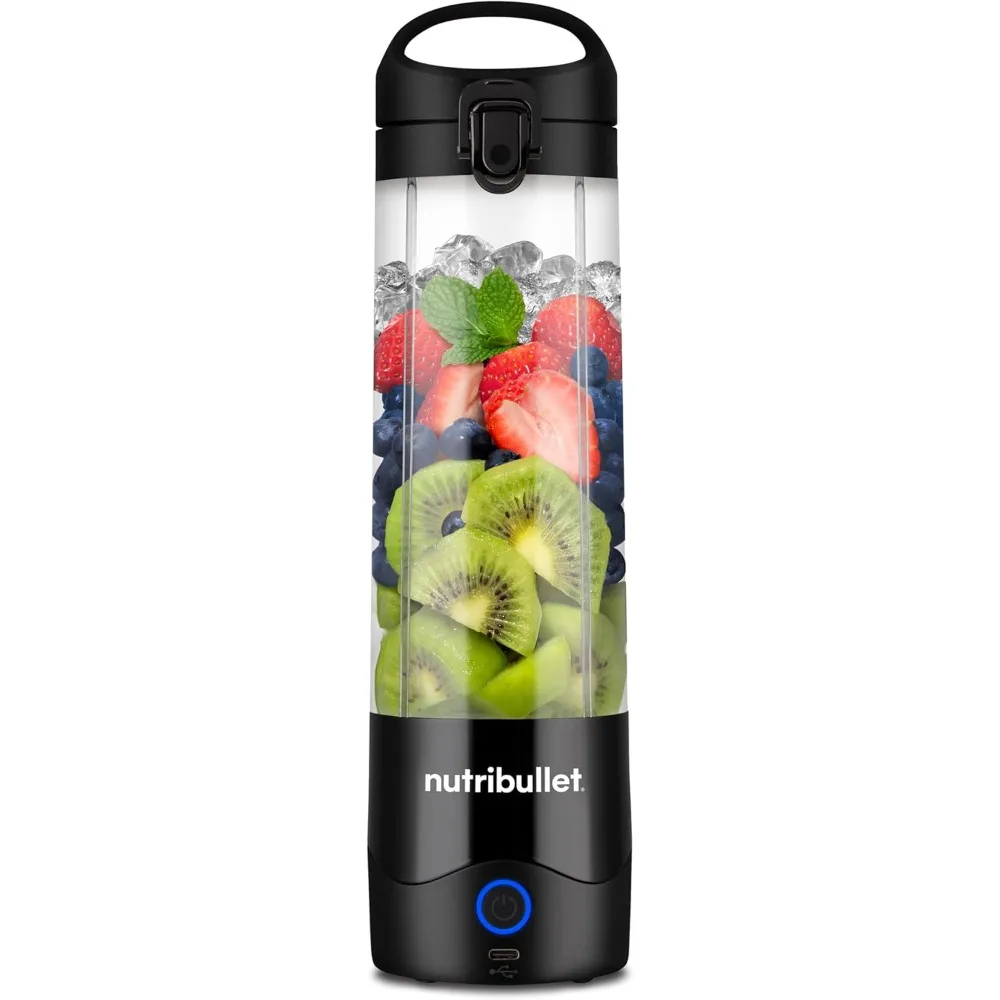 Portable Blender, Cordless, 20oz Vessel, Personal Blender, USB-C Rechargeable, Black