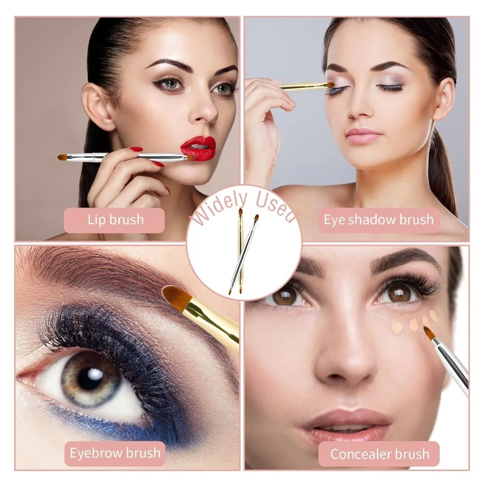 Confezione da 2 pennelli per labbra retrattili per rossetto Lucidalabbra Pennelli per trucco labbra a doppia estremità con cappuccio Pennello per rossetto Applicatore per balsamo per labbra