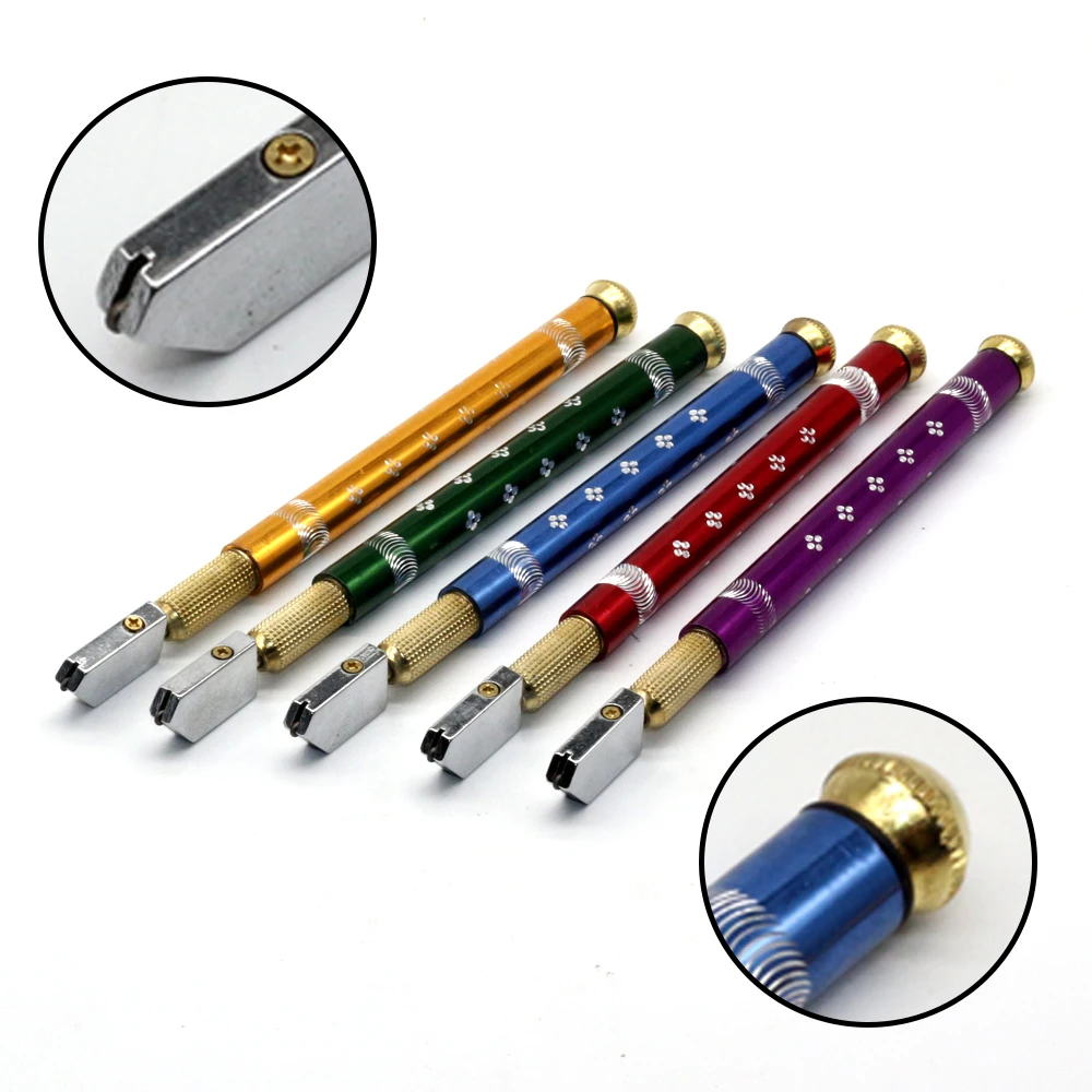 10PCS color Glass Cutter Wheel Blade Antislip Metal Handle For DIY Tile Mirror Craft Cutting Professional Portable HandTools