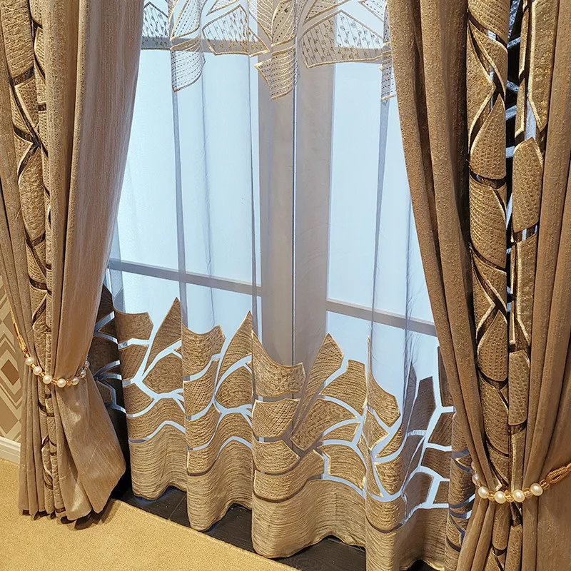 Nordic Simple Modern Curtains for Living Room Bedroom Velvet Hollow Embroidery Curtain Balcony Window Screen Curtain Home Custom