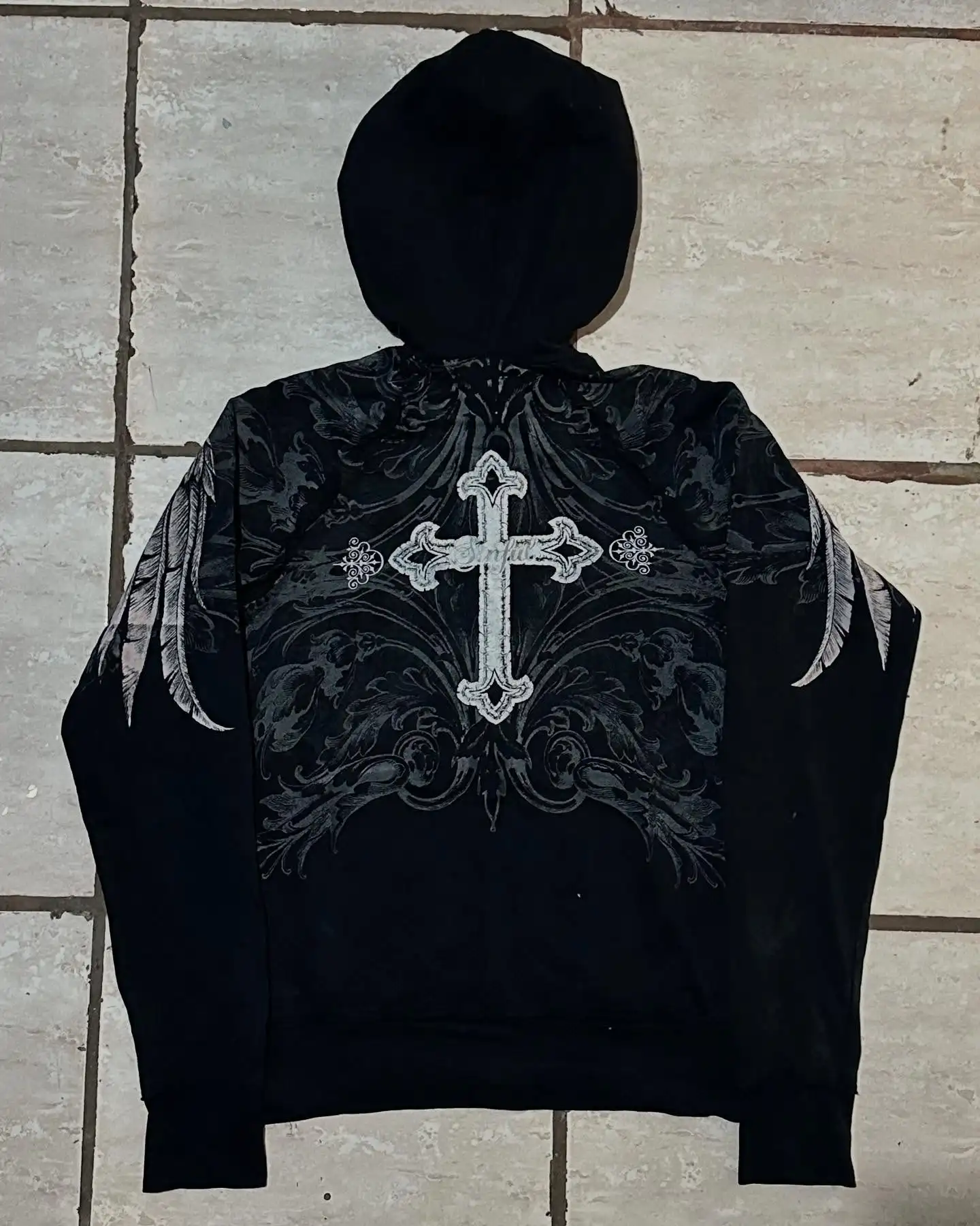 Affliction Fashion Hoodie Street Gothic Skull Oversize Zipper Hoodie Men Women Hip Hop Casual Sweatshirt Personality Hoodie Y2K