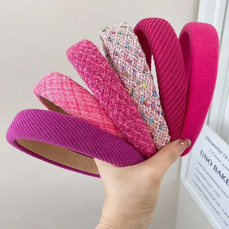 

Pink Threaded Women's Hairband Fashionable Cute Sweet Style Daily Casual Gift Vacation Headband Women's Hair Accessories New