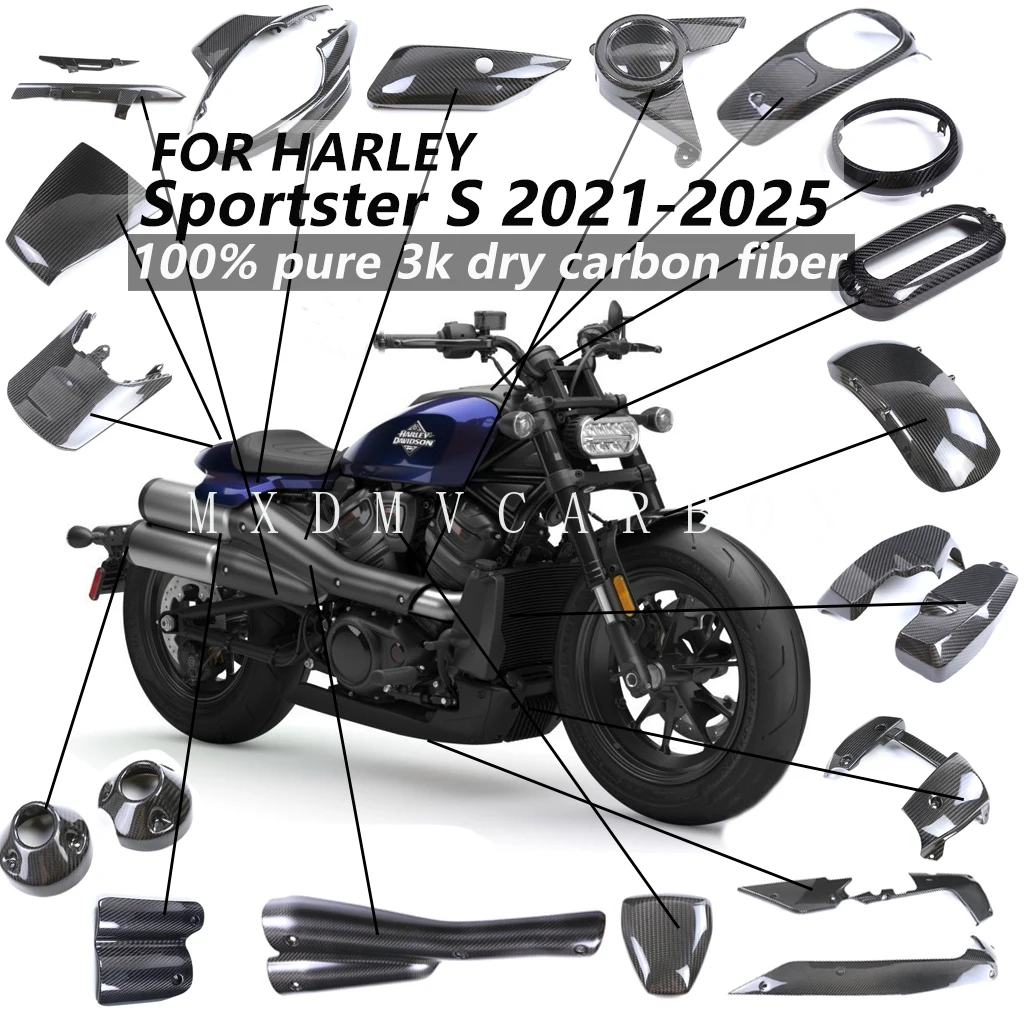 

For HARLEY-DAVIDSON Sportster S 2025 2024 2023-2021 100% Dry Carbon Fiber Winglets Rear Footrest Parts Fairing Fenders Cover