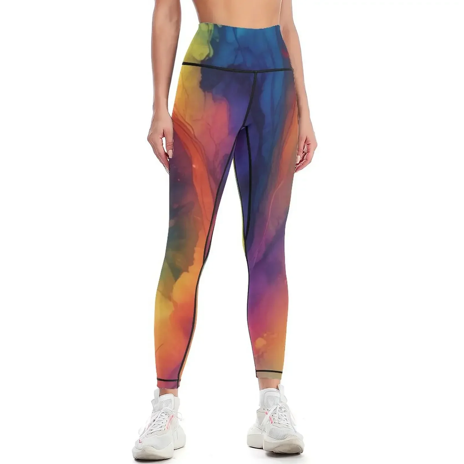 

Digital colorful Abstract Steam pattern design Leggings Golf wear Women's high waist push up fitness Womens Leggings