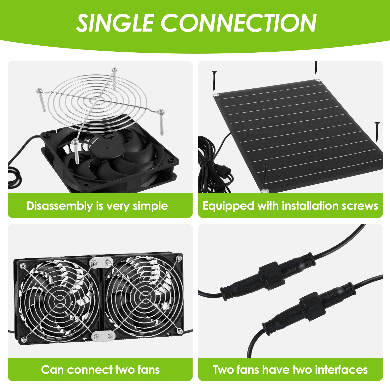 Solar Powered Fan Exhaust Fan12V 25W Waterproof Dual Exhaust Fan Air Extractor For Camping Greenhouse Kitchen Animal House