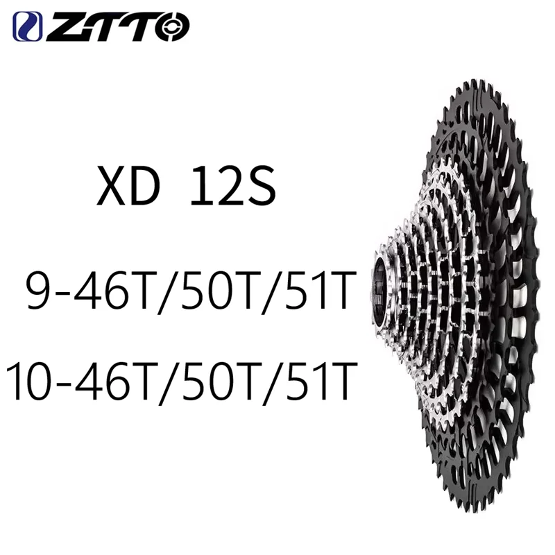 ZTTO Ultralight MTB Cassette 12S 9T/10T-46T/50T/51T SLR3 K7 Cassette Wide Short Spline Black & Silver