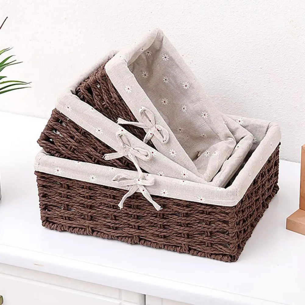 Sundries Box Good Load Capacity Fabric Sundries Container Multifunction Handmade Clothes Toys Rattan Storage Basket For Home