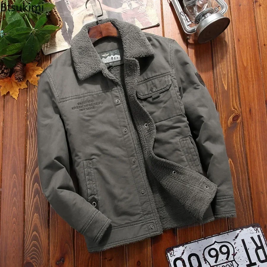 New Men's Winter Cotton Jacket Lapel Warm Thicker Velvet Jackets Retro Versatile Comfortable Tops Fashion Men's Casual Jackets