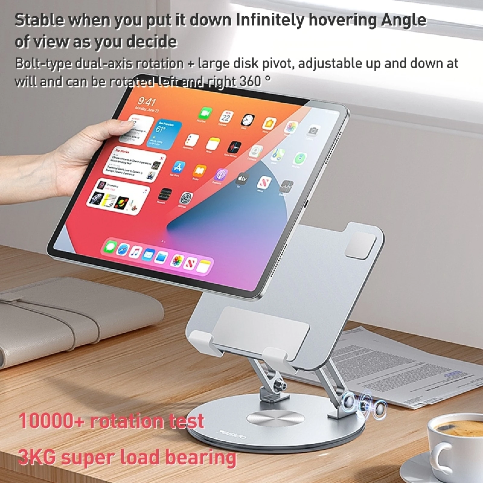 Yesido C293 360 Degree Rotating Foldable Tablet Desk Stand Aluminum-Plastic Alloy+ABS+Silica Gel Material Adjustable Heigjt