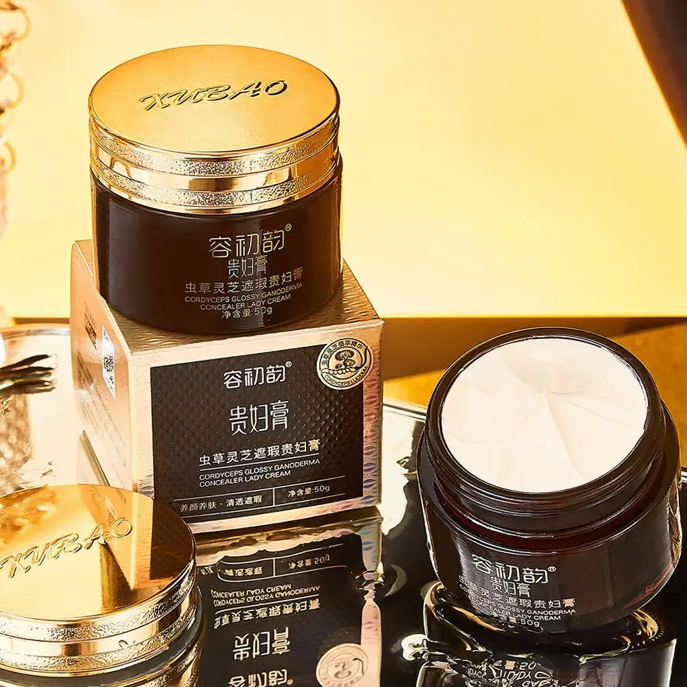 Cordyceps Concealer Fade Fine Lines Glossy Ganoderma Lady Face Cream Brightening Smoothing Makeup Foundation Cream