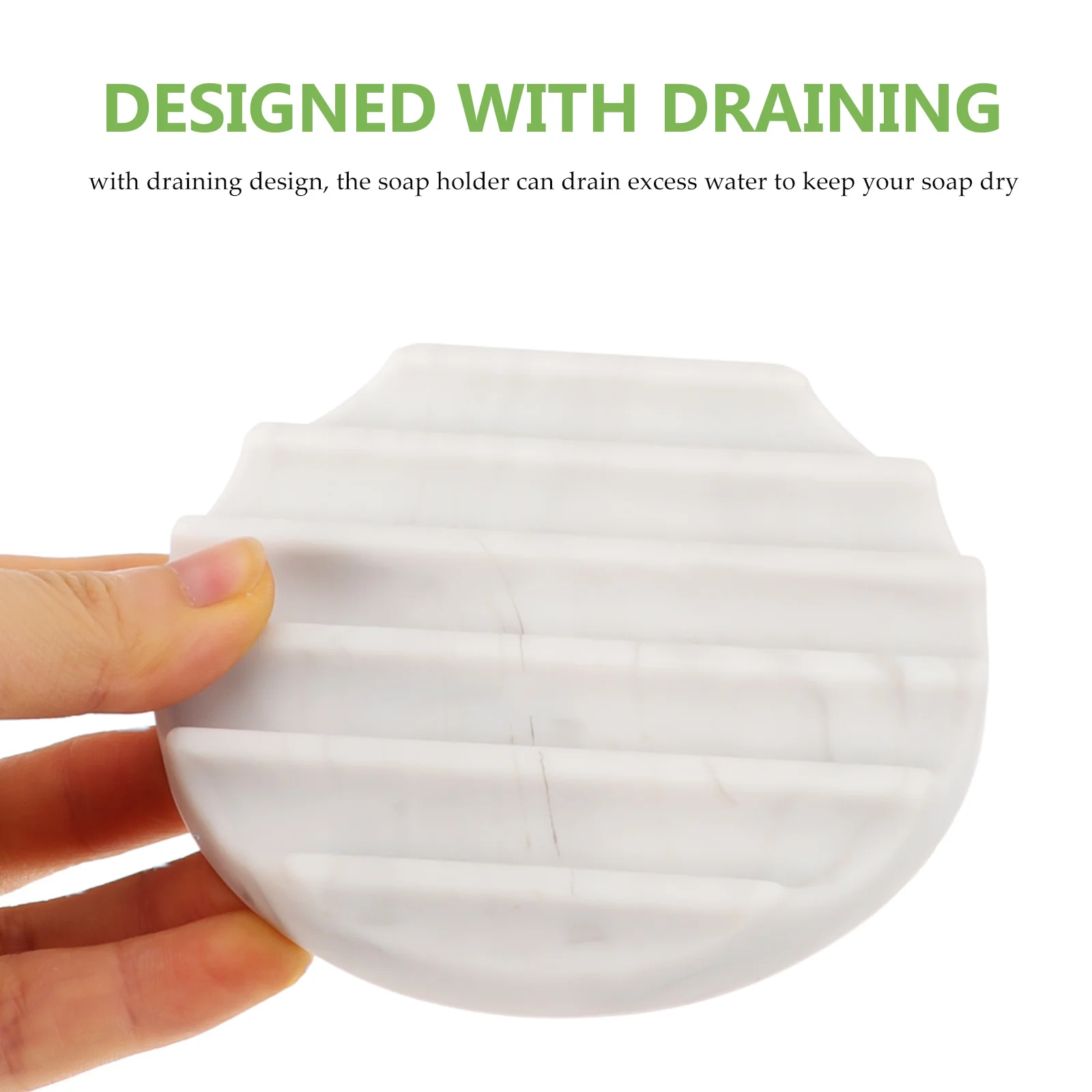 

No Punch Silicone Soap Dish Round Draining Holder Small White Rectangle Bathroom Sink Lightweight Portable Easy Use