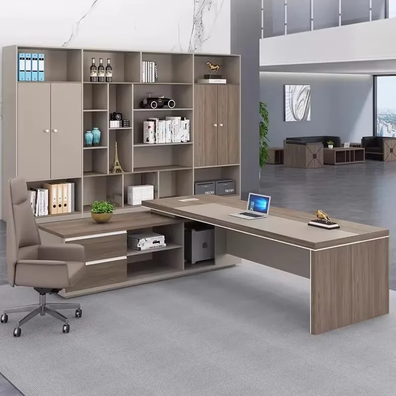 L Shaped Work Computer Desks Drawers Simple Desktop Storage Office Table Modern Interior Mesa De Computador Office Furniture