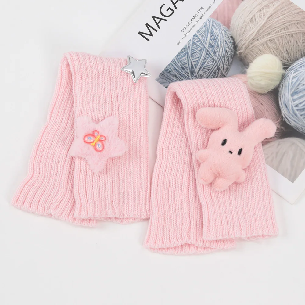 1 Pair Korean Long Cute Fingerless Gloves Women Mitten Arm Warmer Kawaii Knitted Sleeve Girls Anime Clothes Lolita Soft Gloves