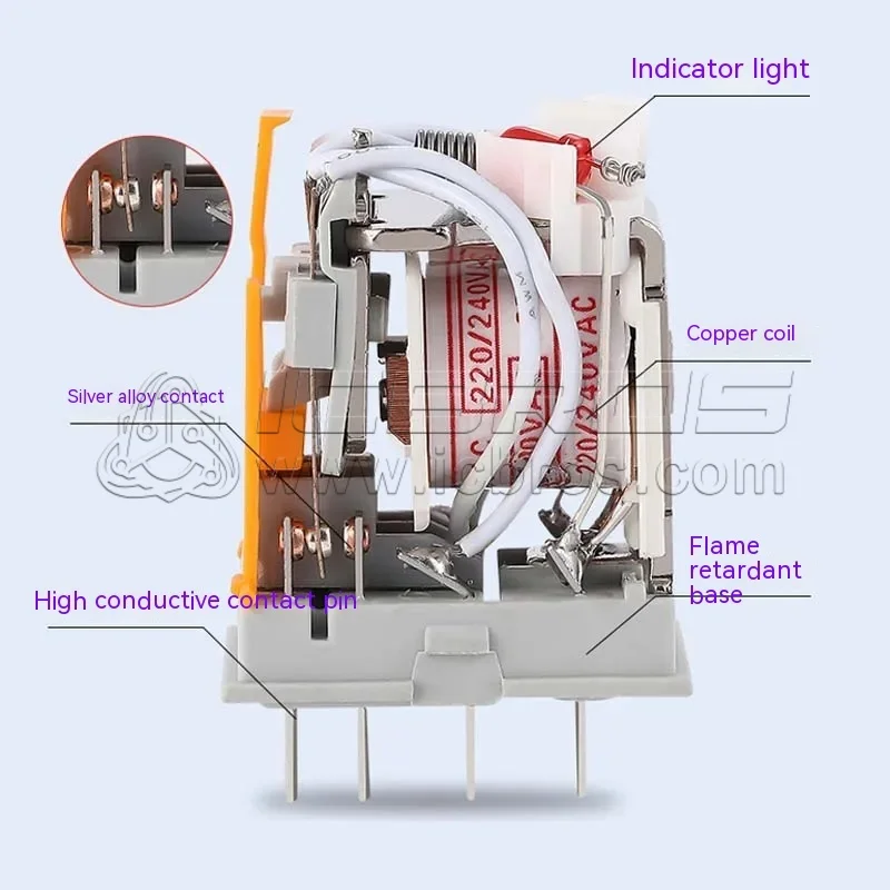HH52P Small IntermedIate Relay With TesT Button HH52P-LT AC 220V DC 24V Open And Two Close