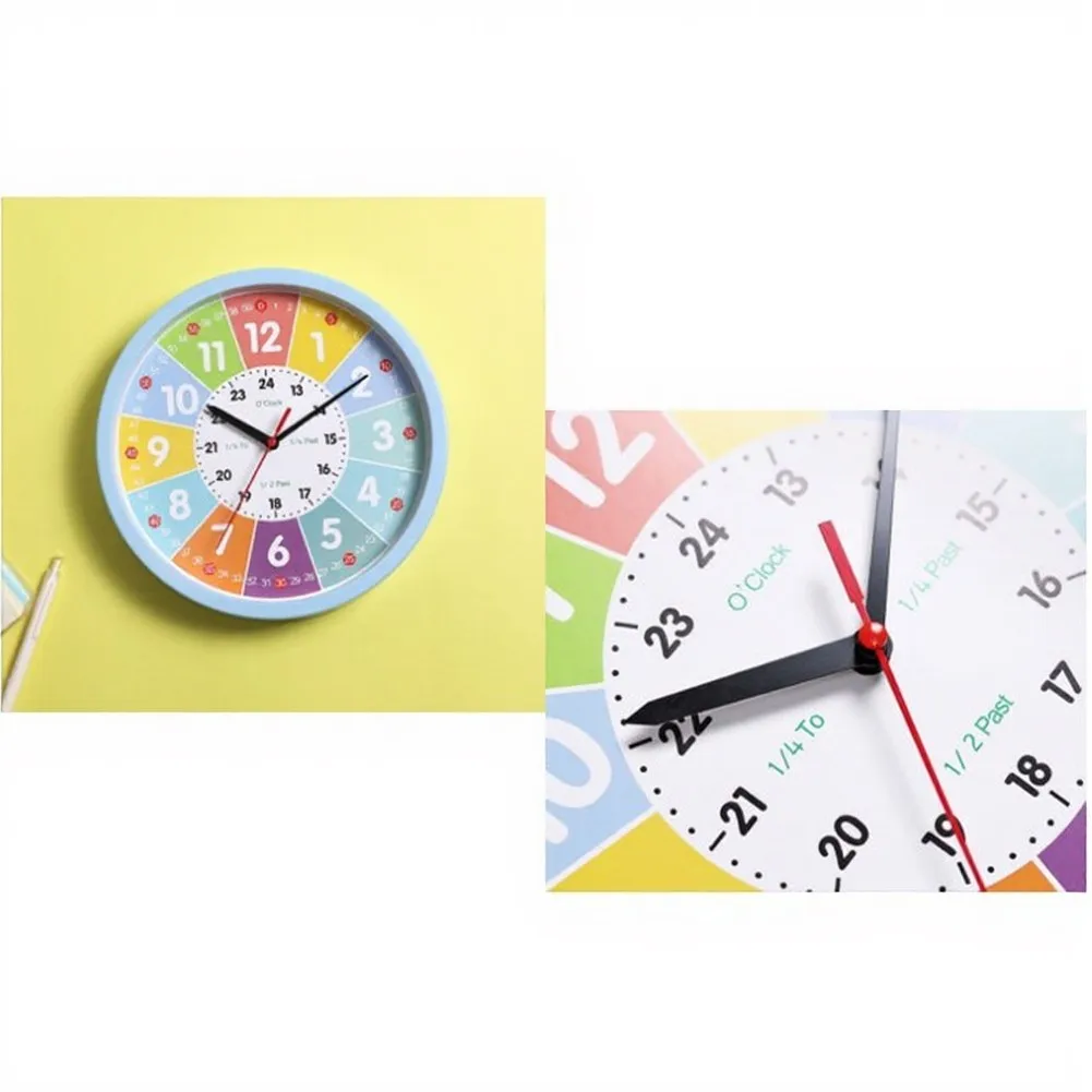 Classroom Time Trainer Learning Clock For Teaching Time Rainbow Colored Sections 24-hour Inner Scale For Classroom Use