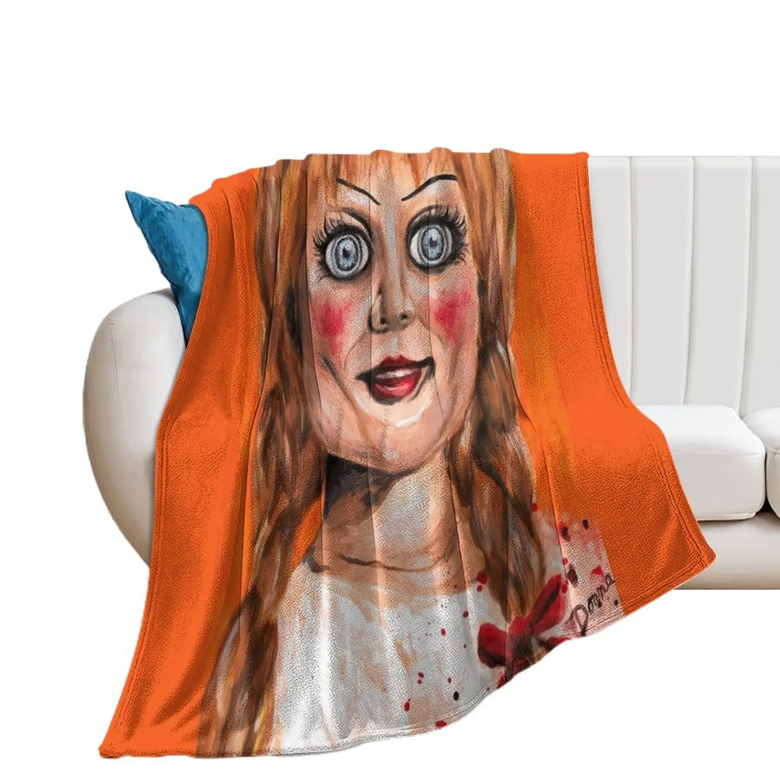 

Annabelle Horror Doll Throw Blanket Soft Plush Plaid Bed covers Blankets