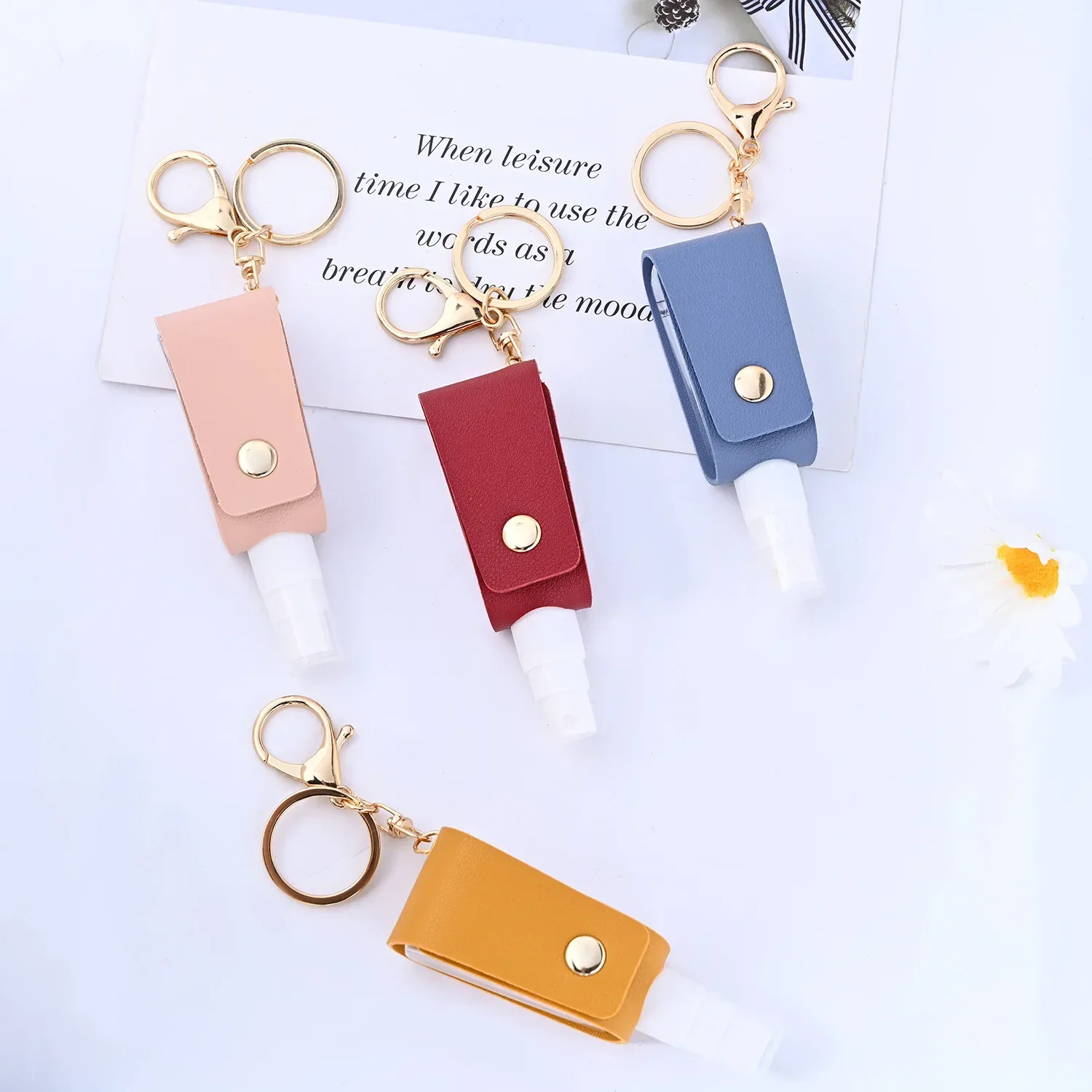 30ml Hand Sanitizer Dispenser Magic Disinfectant Portable Bottle PU Leather Case Keychain Mini Soap Dispenser Outdoor