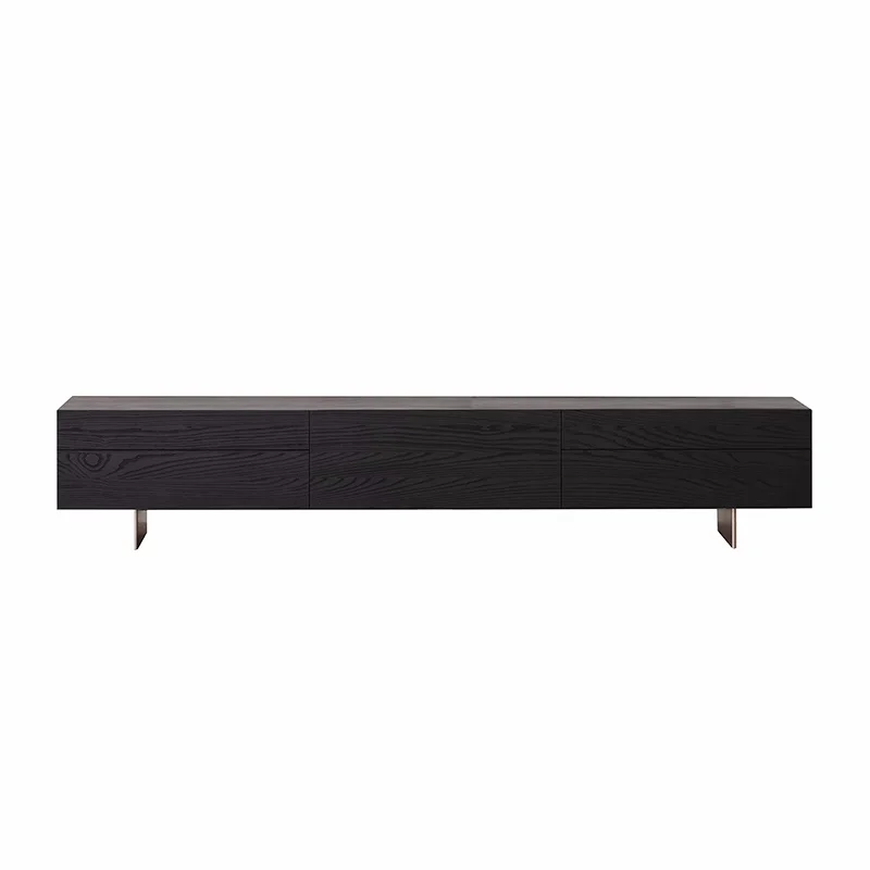 

ash wood black floor cabinet, modern simple small apartment living room audio-visual wabi-sabi side