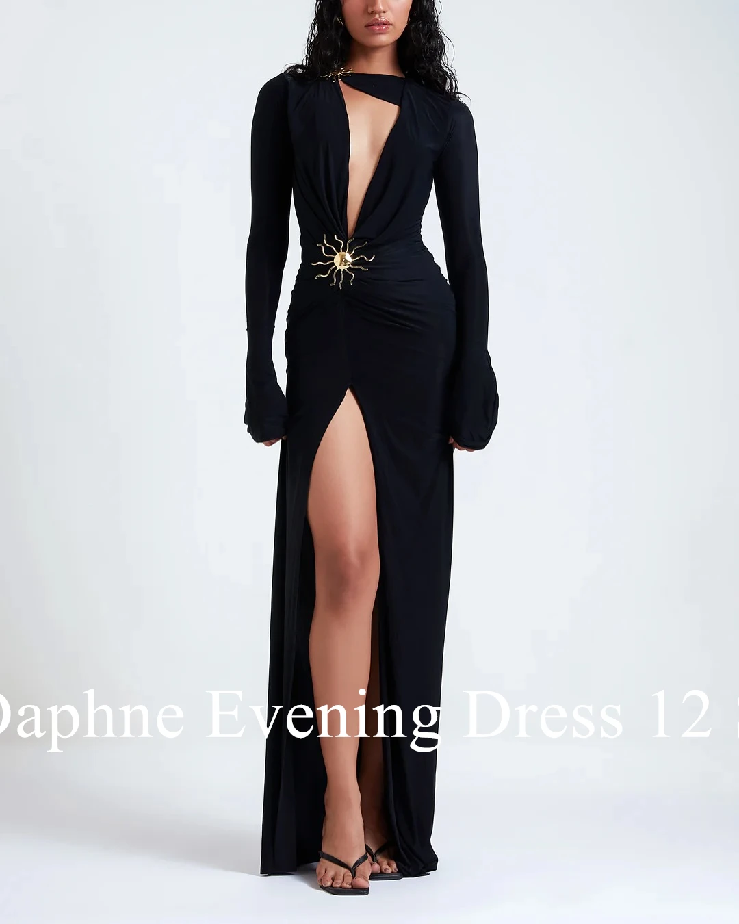 Customized Temperament V-Neck Long Sleeves Evening Dresses Graceful Side Slit Pleats Sequined Vestido De Festa Robe de soirée