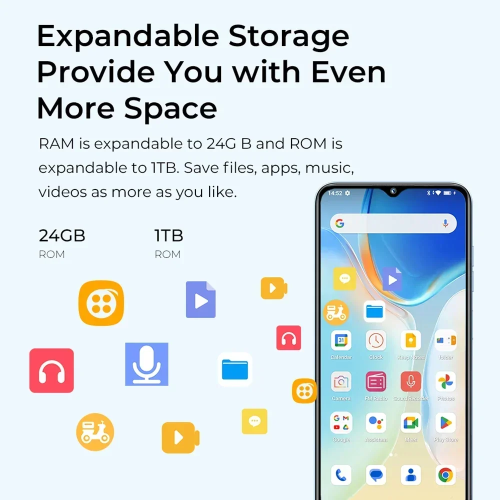 هاتف ذكي OUTIKEL C36 24GB (8+16) 256GB هاتف محمول 6.56 بوصة 90 هرتز شاشة عالية الدقة 50MP + 16MP 5150mAh 4G Android 14
